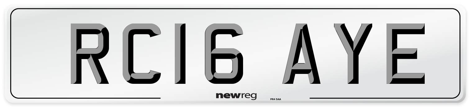 RC16 AYE Number Plate from New Reg